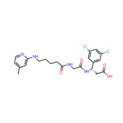 Cc1ccnc(NCCCCC(=O)NCC(=O)N[C@@H](CC(=O)O)c2cc(Cl)cc(Cl)c2)c1 ZINC000013472614