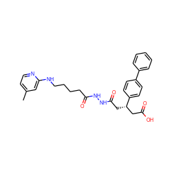 Cc1ccnc(NCCCCC(=O)NNC(=O)C[C@@H](CC(=O)O)c2ccc(-c3ccccc3)cc2)c1 ZINC000013472608