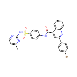 Cc1ccnc(NS(=O)(=O)c2ccc(NC(=O)c3cc(-c4ccc(Br)cc4)nc4ccccc34)cc2)n1 ZINC000001217977