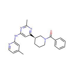 Cc1ccnc(Nc2cc([C@@H]3CCCN(C(=O)c4ccccc4)C3)nc(C)n2)c1 ZINC000221708176