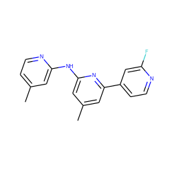 Cc1ccnc(Nc2cc(C)cc(-c3ccnc(F)c3)n2)c1 ZINC001772610439