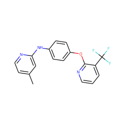 Cc1ccnc(Nc2ccc(Oc3ncccc3C(F)(F)F)cc2)c1 ZINC000139250791