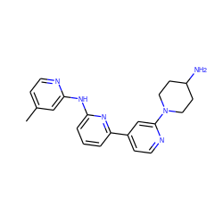 Cc1ccnc(Nc2cccc(-c3ccnc(N4CCC(N)CC4)c3)n2)c1 ZINC000084925530