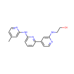 Cc1ccnc(Nc2cccc(-c3ccnc(NCCO)c3)n2)c1 ZINC000084687285