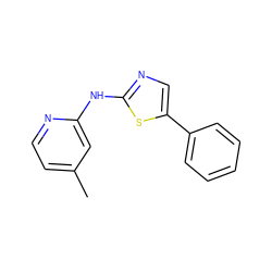 Cc1ccnc(Nc2ncc(-c3ccccc3)s2)c1 ZINC000014945012