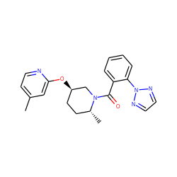 Cc1ccnc(O[C@@H]2CC[C@@H](C)N(C(=O)c3ccccc3-n3nccn3)C2)c1 ZINC000299852691