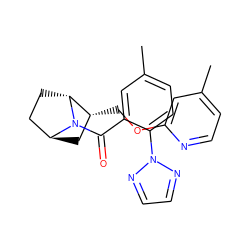 Cc1ccnc(OC[C@@H]2C[C@H]3CC[C@H]2N3C(=O)c2cc(C)ccc2-n2nccn2)c1 ZINC000226066453