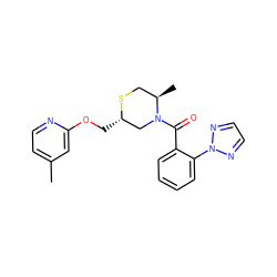 Cc1ccnc(OC[C@H]2CN(C(=O)c3ccccc3-n3nccn3)[C@H](C)CS2)c1 ZINC000207393962