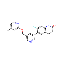 Cc1ccnc(OCc2cncc(-c3cc4c(cc3F)N(C)C(=O)CC4)c2)c1 ZINC000221021620