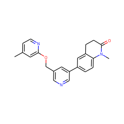 Cc1ccnc(OCc2cncc(-c3ccc4c(c3)CCC(=O)N4C)c2)c1 ZINC000221364443