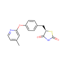 Cc1ccnc(Oc2ccc(C[C@H]3SC(=O)NC3=O)cc2)c1 ZINC000045390230