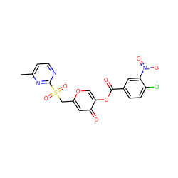 Cc1ccnc(S(=O)(=O)Cc2cc(=O)c(OC(=O)c3ccc(Cl)c([N+](=O)[O-])c3)co2)n1 ZINC000095571960