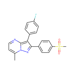 Cc1ccnc2c(-c3ccc(F)cc3)c(-c3ccc(S(C)(=O)=O)cc3)nn12 ZINC000003814534