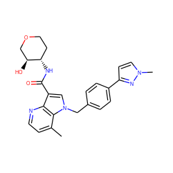 Cc1ccnc2c(C(=O)N[C@H]3CCOC[C@@H]3O)cn(Cc3ccc(-c4ccn(C)n4)cc3)c12 ZINC000653805750