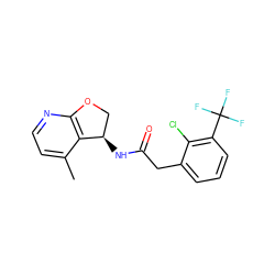 Cc1ccnc2c1[C@H](NC(=O)Cc1cccc(C(F)(F)F)c1Cl)CO2 ZINC000146618417