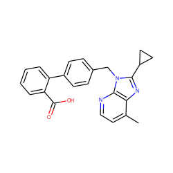 Cc1ccnc2c1nc(C1CC1)n2Cc1ccc(-c2ccccc2C(=O)O)cc1 ZINC000003790681