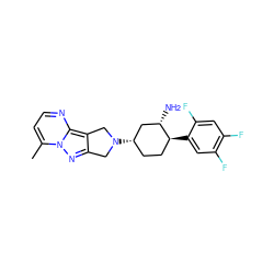 Cc1ccnc2c3c(nn12)CN([C@H]1CC[C@H](c2cc(F)c(F)cc2F)[C@@H](N)C1)C3 ZINC000653871781