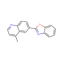 Cc1ccnc2ccc(-c3nc4ccccc4o3)cc12 ZINC000003305707