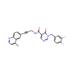 Cc1ccnc2ccc(C#CCNC(=O)c3cncn(Cc4ccc(F)c(F)c4)c3=O)cc12 ZINC000096176346