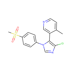 Cc1ccncc1-c1c(Cl)ncn1-c1ccc(S(C)(=O)=O)cc1 ZINC000027098427