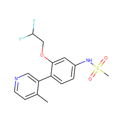 Cc1ccncc1-c1ccc(NS(C)(=O)=O)cc1OCC(F)F ZINC000114028132