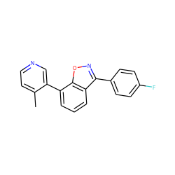 Cc1ccncc1-c1cccc2c(-c3ccc(F)cc3)noc12 ZINC000205212686