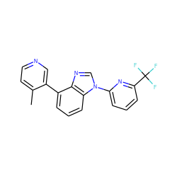 Cc1ccncc1-c1cccc2c1ncn2-c1cccc(C(F)(F)F)n1 ZINC000095558766