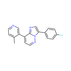 Cc1ccncc1-c1ccnn2c(-c3ccc(F)cc3)cnc12 ZINC000072317909