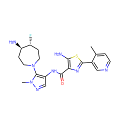 Cc1ccncc1-c1nc(C(=O)Nc2cnn(C)c2N2CC[C@@H](N)[C@H](F)CC2)c(N)s1 ZINC000169699477