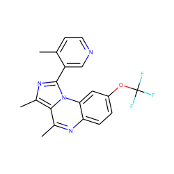 Cc1ccncc1-c1nc(C)c2c(C)nc3ccc(OC(F)(F)F)cc3n12 ZINC000073168805