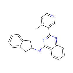 Cc1ccncc1-c1nc(NC2Cc3ccccc3C2)c2ccccc2n1 ZINC001772592187