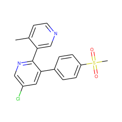 Cc1ccncc1-c1ncc(Cl)cc1-c1ccc(S(C)(=O)=O)cc1 ZINC000003814805