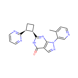 Cc1ccncc1-n1ncc2c(=O)[nH]c([C@@H]3CC[C@@H]3c3ncccn3)nc21 ZINC000145066079