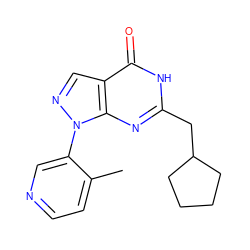 Cc1ccncc1-n1ncc2c(=O)[nH]c(CC3CCCC3)nc21 ZINC000116226212