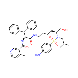 Cc1ccncc1C(=O)N[C@H](C(=O)NCCCC[C@@H](CO)N(CC(C)C)S(=O)(=O)c1ccc(N)cc1)C(c1ccccc1)c1ccccc1 ZINC000049776399