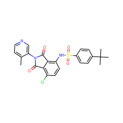 Cc1ccncc1N1C(=O)c2c(Cl)ccc(NS(=O)(=O)c3ccc(C(C)(C)C)cc3)c2C1=O ZINC000653850183