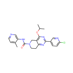 Cc1ccncc1NC(=O)N1CCc2nc(-c3ccc(Cl)nc3)nc(OC(C)C)c2C1 ZINC000095560339