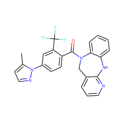 Cc1ccnn1-c1ccc(C(=O)N2Cc3cccnc3Nc3ccccc32)c(C(F)(F)F)c1 ZINC000028569996