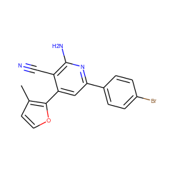 Cc1ccoc1-c1cc(-c2ccc(Br)cc2)nc(N)c1C#N ZINC000169327086