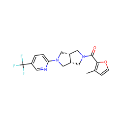 Cc1ccoc1C(=O)N1C[C@@H]2CN(c3ccc(C(F)(F)F)cn3)C[C@@H]2C1 ZINC000116822037