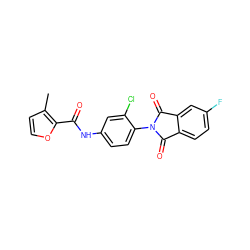 Cc1ccoc1C(=O)Nc1ccc(N2C(=O)c3ccc(F)cc3C2=O)c(Cl)c1 ZINC000473154246