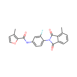 Cc1ccoc1C(=O)Nc1ccc(N2C(=O)c3cccc(C)c3C2=O)c(F)c1 ZINC000473169204