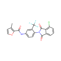 Cc1ccoc1C(=O)Nc1ccc(N2C(=O)c3cccc(Cl)c3C2=O)c(C(F)(F)F)c1 ZINC000473171670