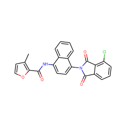 Cc1ccoc1C(=O)Nc1ccc(N2C(=O)c3cccc(Cl)c3C2=O)c2ccccc12 ZINC000473167351