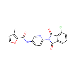 Cc1ccoc1C(=O)Nc1ccc(N2C(=O)c3cccc(Cl)c3C2=O)nc1 ZINC000473170124