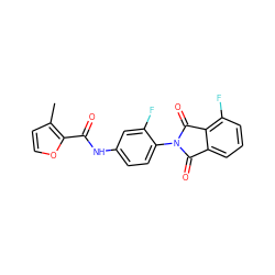 Cc1ccoc1C(=O)Nc1ccc(N2C(=O)c3cccc(F)c3C2=O)c(F)c1 ZINC000473165170