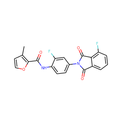 Cc1ccoc1C(=O)Nc1ccc(N2C(=O)c3cccc(F)c3C2=O)cc1F ZINC000653701093