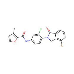 Cc1ccoc1C(=O)Nc1ccc(N2Cc3c(Br)cccc3C2=O)c(Cl)c1 ZINC000653735483