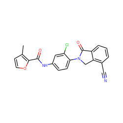 Cc1ccoc1C(=O)Nc1ccc(N2Cc3c(C#N)cccc3C2=O)c(Cl)c1 ZINC000653746710