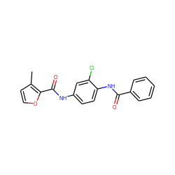 Cc1ccoc1C(=O)Nc1ccc(NC(=O)c2ccccc2)c(Cl)c1 ZINC000653721470